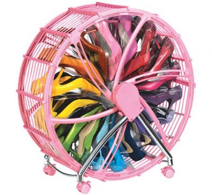 Обувница - колесо для хранения обуви на 18 пар, розовое