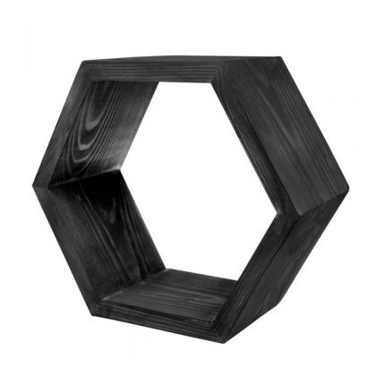 Полка настенная Шестиугольник 20 см, черная
