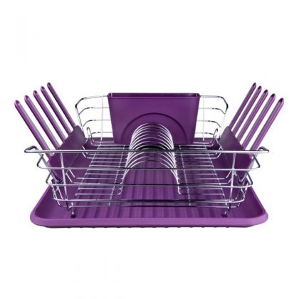 Сушилка для посуды 43,6x30x11,4 см, фиолетовая
