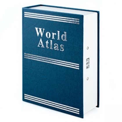 Шкатулка-книга с кодовым замком World Atlas, синяя