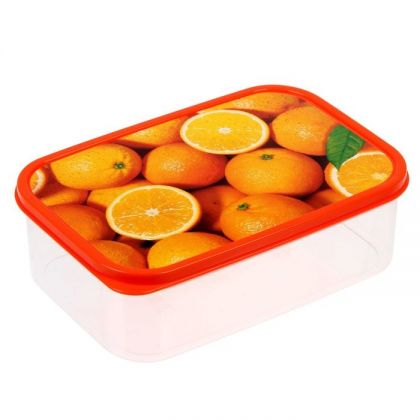 Коробка для еды прямоугольная 1,2л, Апельсины