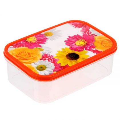 Коробка для еды прямоугольная 1,2л, Летние цветы