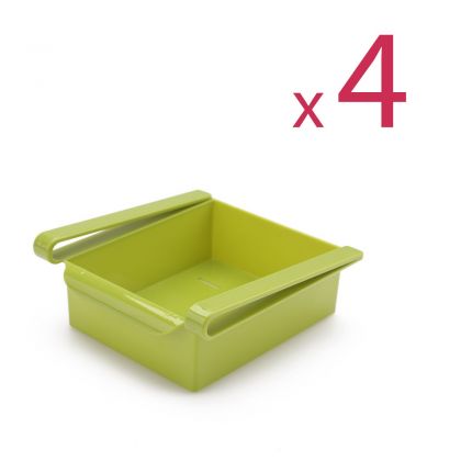 Комплект из четырех контейнеров для холодильника "Homsu", зеленый, 16 х 15,5 х 7 см