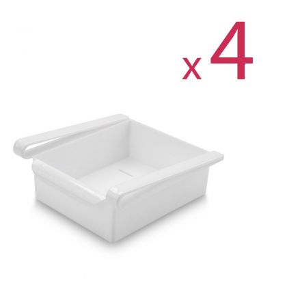 Комплект из четырех контейнеров для холодильника "Homsu", белый, 16 х 15,5 х 7 см
