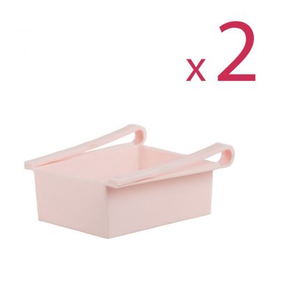 Комплект из двух контейнеров для холодильника "Homsu", розовый, 16 х 15,5 х 7 см
