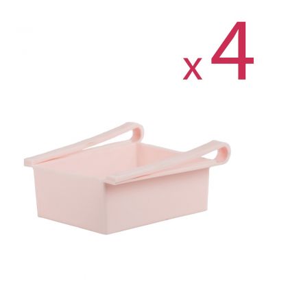 Комплект из четырех контейнеров для холодильника "Homsu", розовый, 16 х 15,5 х 7 см