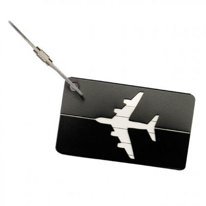 Бирка на чемодан "Самолет", черный, 8 х 4,5 см