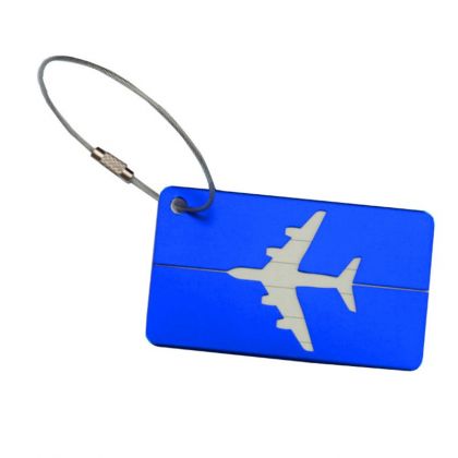 Бирка на чемодан "Самолет", синий, 8 х 4,5 см