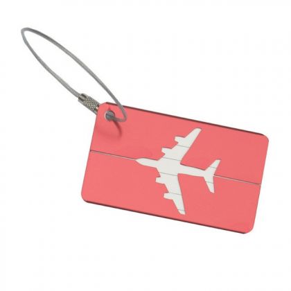 Бирка на чемодан "Самолет", розовый, 8 х 4,5 см
