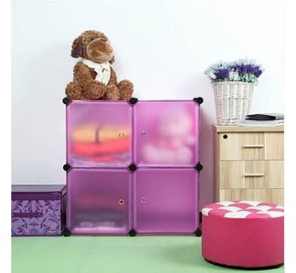 Шкафчик из 4 кубов для хранения, розовый