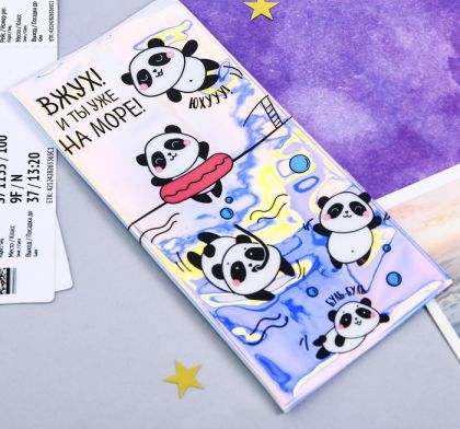 Туристический конверт для документов "Панда", 21,8 х 11 х 0,5 см