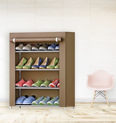 Тканевый шкаф для обуви "Грейс" на 4 полки, коричневый, 61 x 30 x 63 см