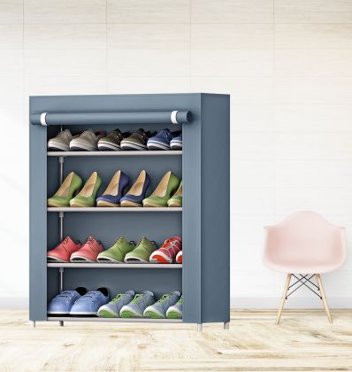 Тканевый шкаф для обуви "Грейс" на 4 полки, серый, 61 x 30 x 63 см