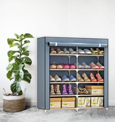 Тканевый шкаф для обуви "Одри" на 5 полок, cерый, 90 x 30 x 90 см