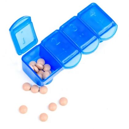 Органайзер для медикаментов, 4 ячейки, синий