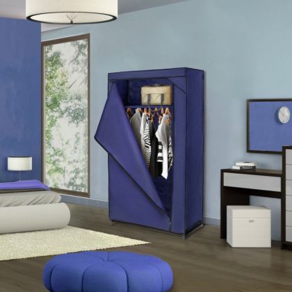 Тканевый шкаф для одежды, темно-синий, 75 х 46 х 160 см