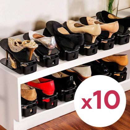 Комплект из подставок для обуви модель 1, черный, 10 шт, 25 х 9 х 10-18 см