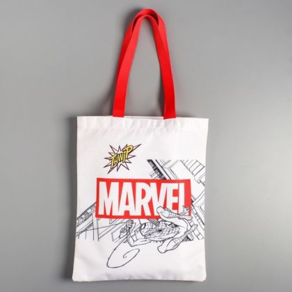 Сумка текстильная «Marvel», без молнии, белый, 31 x 1 x 40,5 см