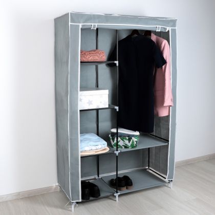 Тканевый шкаф для одежды, серый, 105×45×175 см