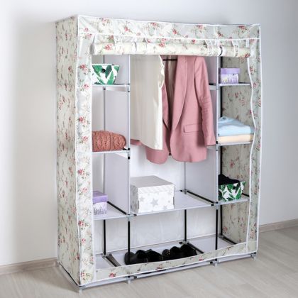 Тканевый шкаф для одежды "Маджорити", белый цветок, 125 х 45 х 160 см