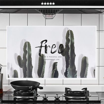 Наклейка жироотталкивающая для кухни «Cactus», серый, 75 x 45 см