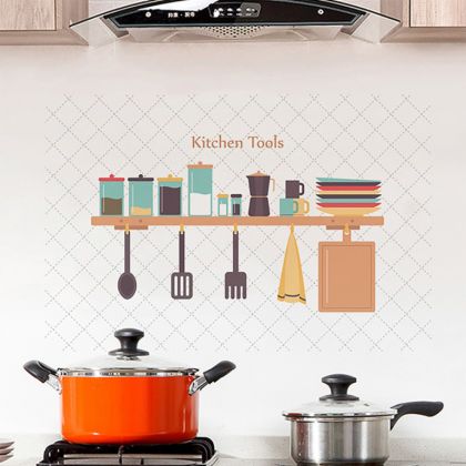 Наклейка жироотталкивающая для кухни «Kitchen Tools», белый, 90 x 60 см