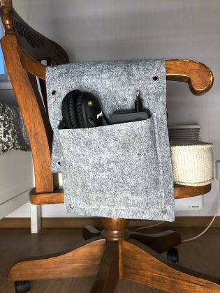 Перекидной органайзер с 2 карманами, фетр, серый, 66 x 26 см