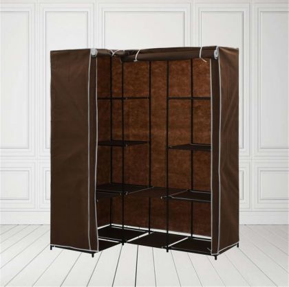 Тканевый шкаф «Угловой», коричневый, 130 x 45-87 x 169 см