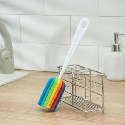 Ершик для посуды с абразивом «Rainbow», 25 x 4 см