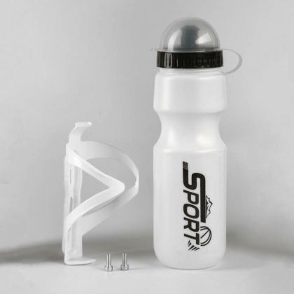 Бутылка для воды велосипедная, с креплением, белый, 0,7 л, 8 x 7 x 25 см