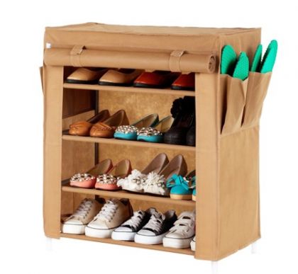 Тканевый шкаф для обуви Маджор, коричневый