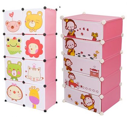 Комплект из 2х детских кубических шкафов, розовый