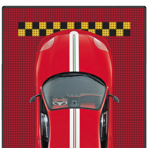 Напольное покрытие для автомобиля 3,16x5,34 м, красное с чёрно-жёлтой стоп линией