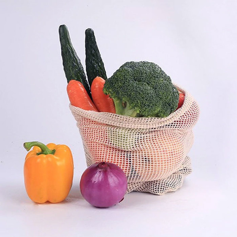Купить экомешочек сетчатый для овощей и фруктов бежевый 29 x 20 см