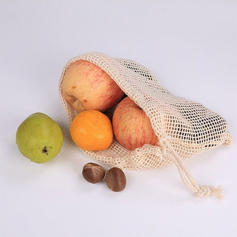 Купить экомешочек сетчатый для овощей и фруктов бежевый 29 x 20 см