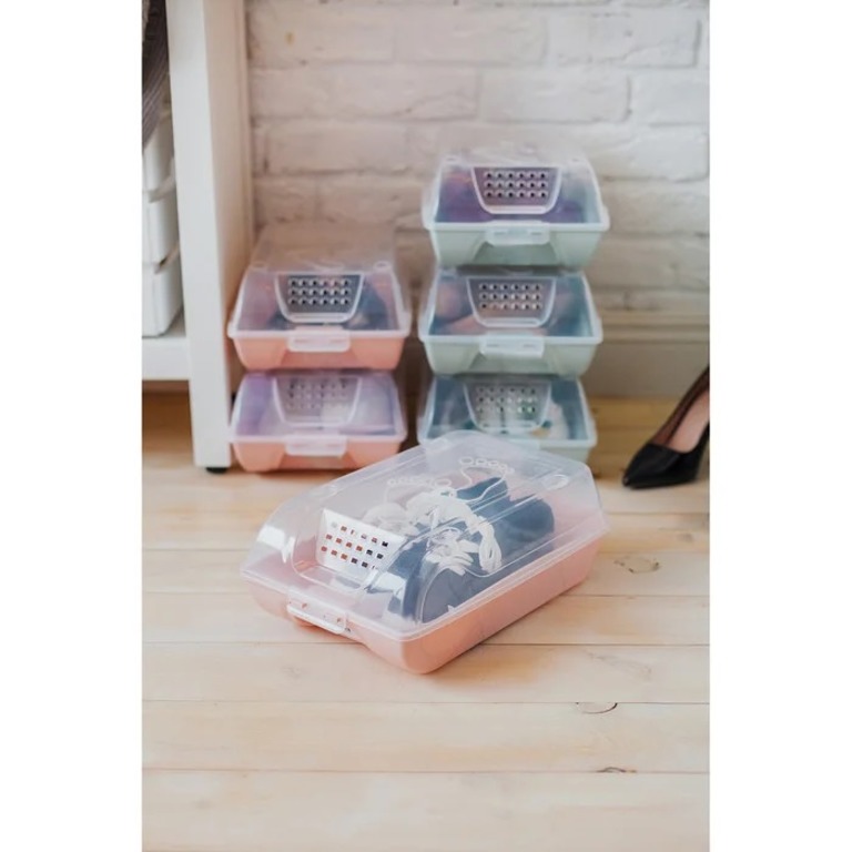 Купить комплект коробок для хранения обуви Trace розовый 10 шт 37 х 22 х 14 см