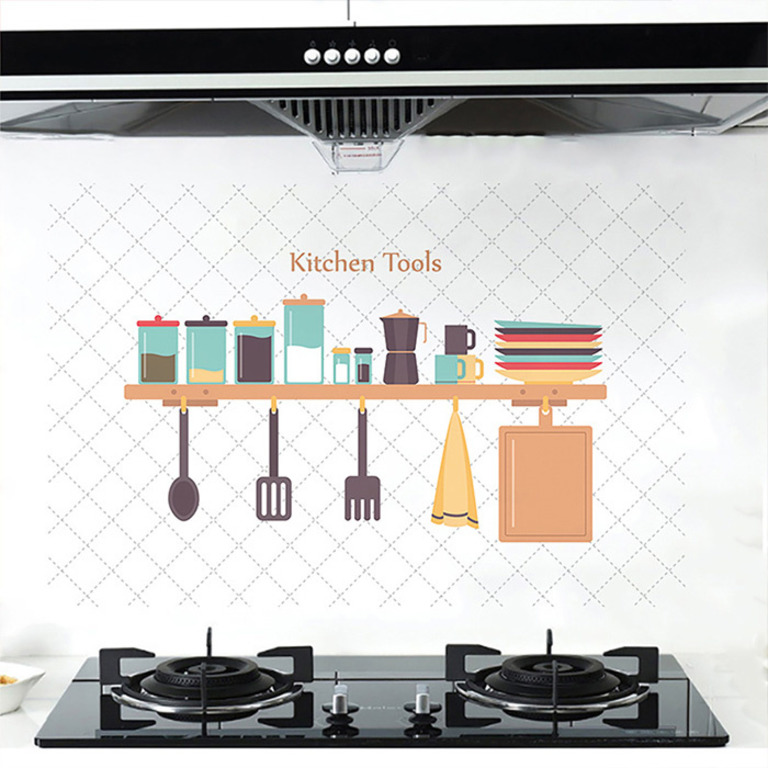 Купить наклейку жироотталкивающую для кухни Kitchen Tools белый 90 x 60 см