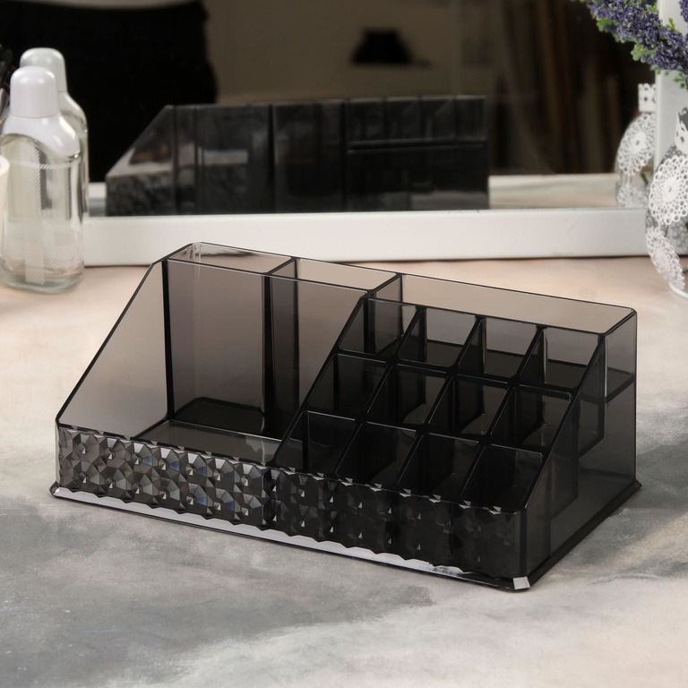Купить органайзер для косметических принадлежностей 16 секций черный 13 x 21,5 x 8 см