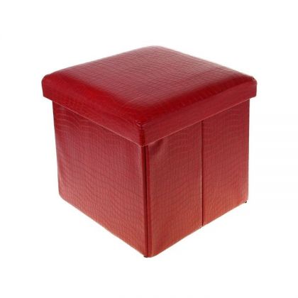 Коробка-пуф для хранения складная, красная