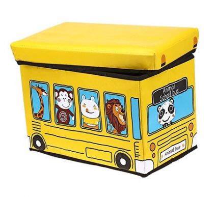 Коробка для хранения детская Автобус с животными, желтая, большая