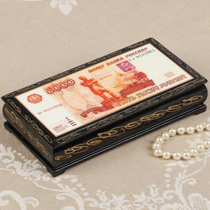 Шкатулка для денег и украшений "Рубли", 17 х 8,5 х 3,5 см