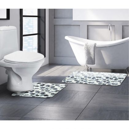 Набор ковриков для ванной и туалета «Камни», серый, 80 x 50 x 1 см