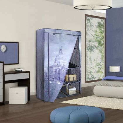 Тканевый шкаф «Venezia», синий, 100 x 50 x 170 см