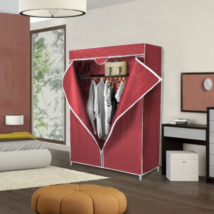 Тканевый шкаф бордовый, 90 x 45 x 155 см