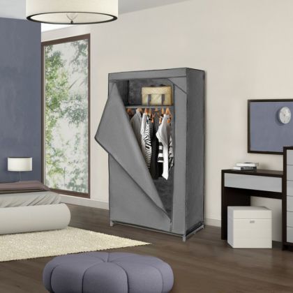 Тканевый шкаф для одежды, серый, 75 х 43 х 160 см