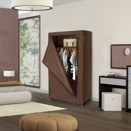 Тканевый шкаф, кофейный, 75 x 46 x 160 см