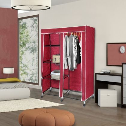 Тканевый шкаф для одежды, красный, 120 x 50 x 175 см