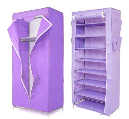 Комплект из шкафа для обуви и шкафа для одежды, фиолетовый