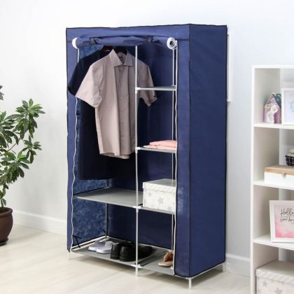 Тканевый шкаф, синий, 105 х 45 х 175 см