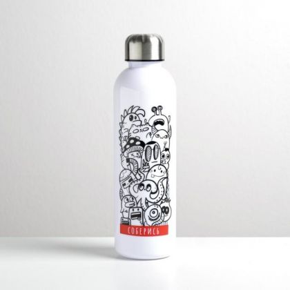 Бутылка для воды «Монстрики», 0,7 л, белый, 6,5 x 6,5 x 24 см